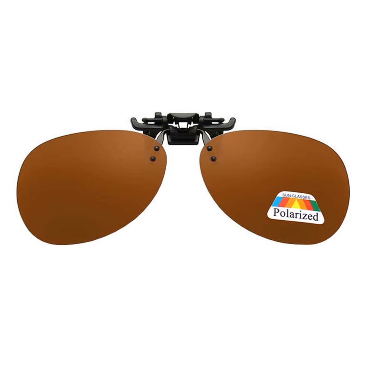 Loud and Clear® Clip On Zonnebril - Piloten - Overzet - Opzet - Heren - Dames - Bruin - Opklapbaar - Gepolariseerd