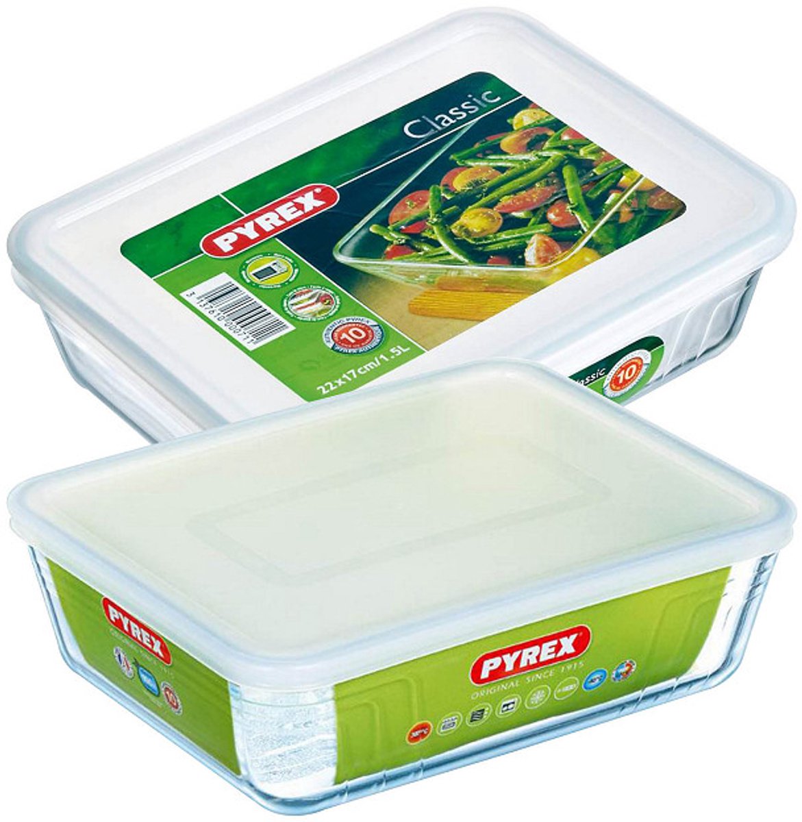 Pyrex - Ovenschalen - Rechthoekige set van 2 (22 x 17 en 24 x 19 cm) — cadeau in Koken & Dineren - foto 2