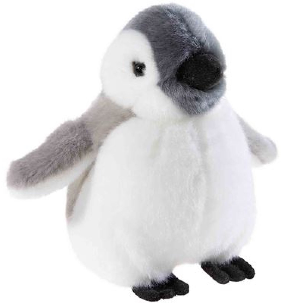Heunec knuffel pinguïn baby pluche 15cm wit-grijs speelgoed.
