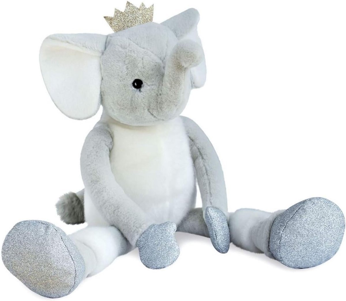 Grote Zachte Pluche Olifant Knuffel Grijs Glitter Sterren 60 cm - Geschikt Vanaf 24 Maanden