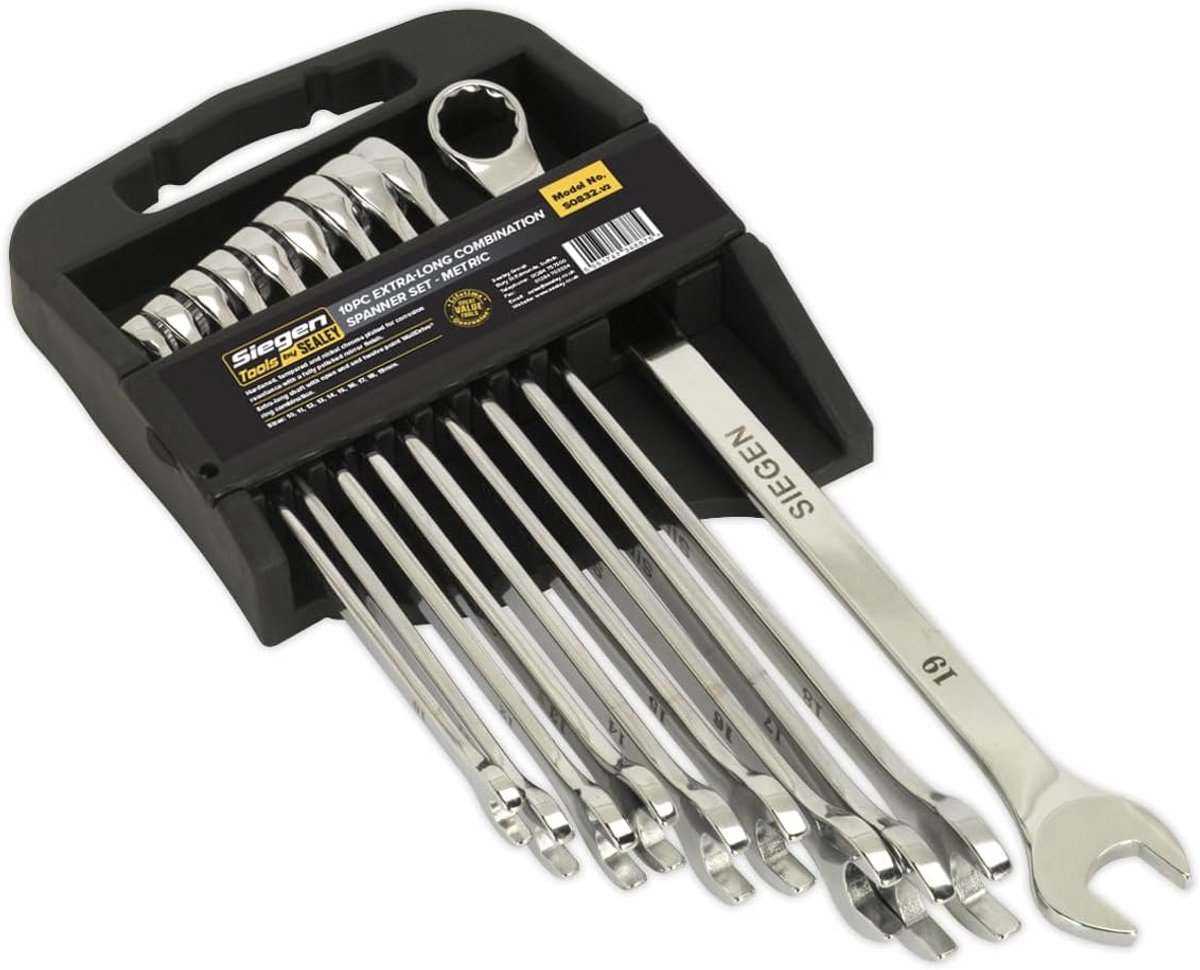 10-delige Extra Lange Ringsleutel Set - Metrische Maten - Chroom-Vanadium