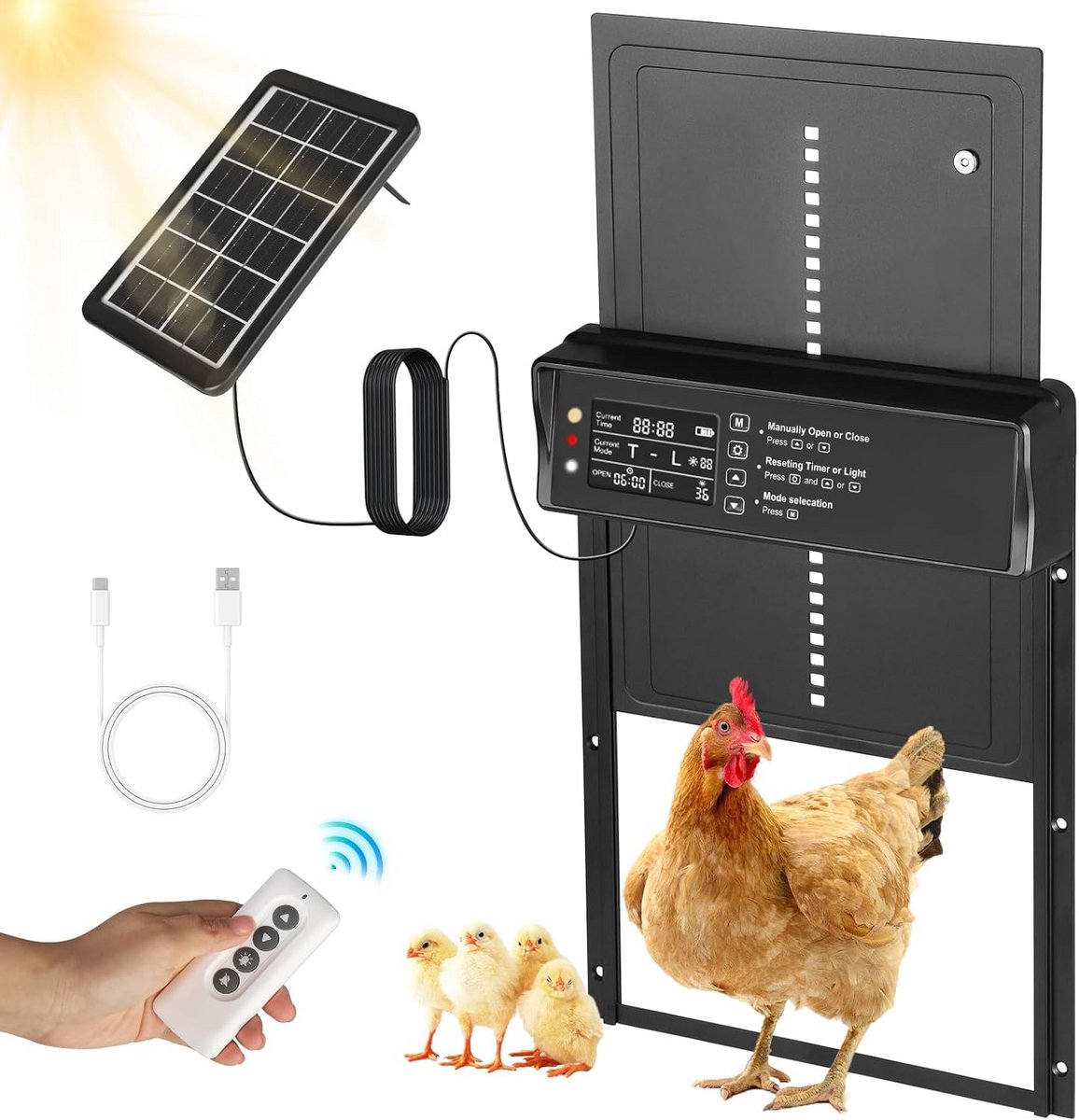 Automatische Kippendeur op Zonne-energie met Timer en Afstandsbediening