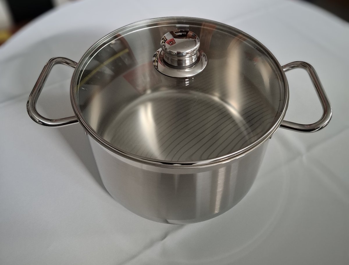 Sitram Lido hoge kookpot 24 cm glas deksel greep metaal