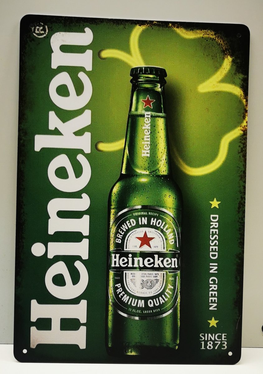 Metalen wandbord - Heineken - Mancave - Wand Decoratie - Metal sign - Mancave decoratie - Decoratie - Metalen borden - Tekst borden - Metalen bord