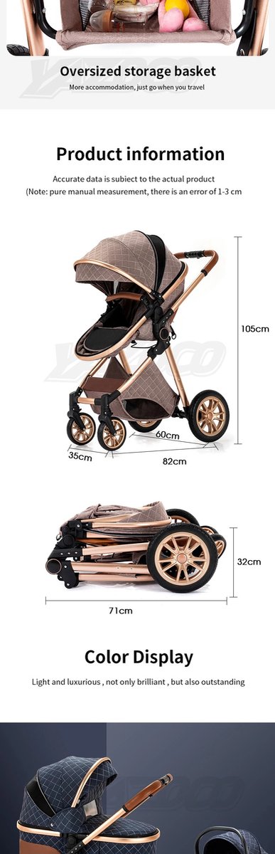 RUIHAI HONGDA Kinderwagen 3 in 1 Opvouwbaar Roze - afbeelding 3
