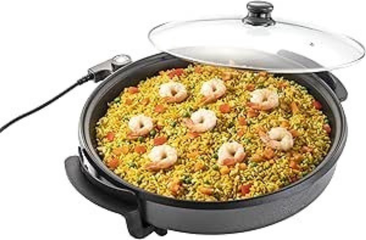 Aurixi® Partypan -Airfryer -Hapjespan - 9 cm diep - diameter 42 cm - Zwart - 43cm x 49 cm x 16cm