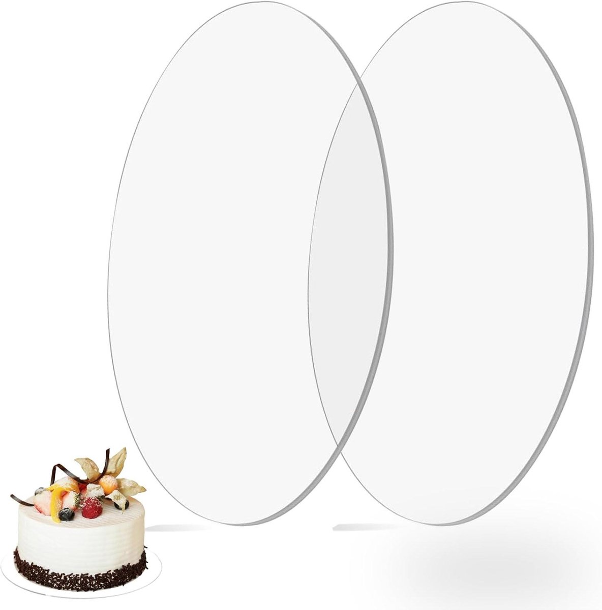 Acryl taartbord - set van 2 planken - ronde 20 cm taartborden - herbruikbaar en transparant