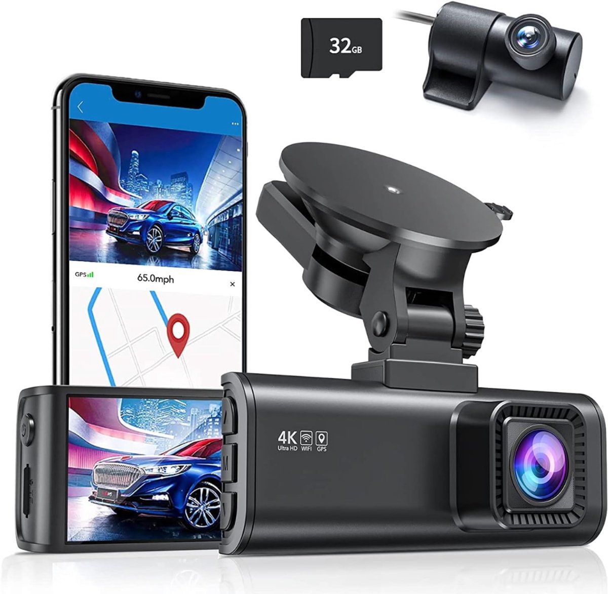 Aurixi® Dashcam Voor en Achter - Dashcam - Parkeermonitor - Nachtzicht - Zwart - 10cm x 4cm x 2cm; 113.4 g