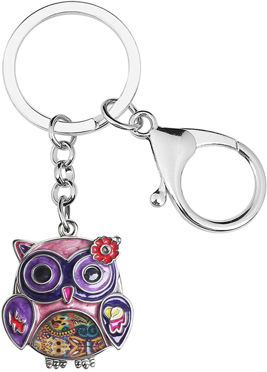 Sleutelhanger tassenhanger uil metaal