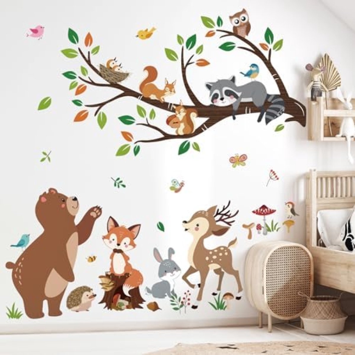 PromoHome Muurstickers Bosdieren - Verwijderbare Wanddecoratie voor Kinderkamer