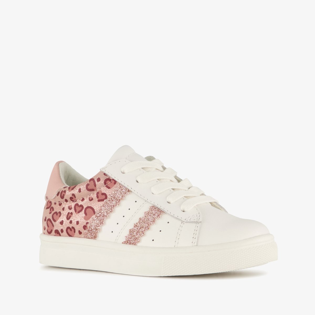 Stap sneakers meisjes met roze hartjes - Maat 27