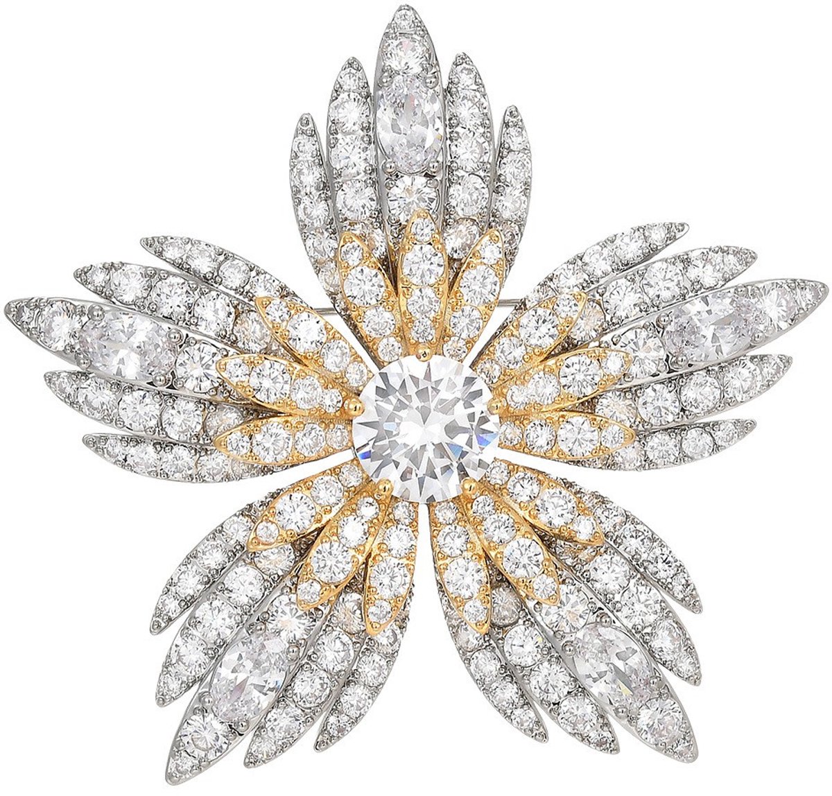 Goldpulse broche –Dames Broche-Vintage bloemenbroche-hoogwaardige zirkonia-Milieuvriendelijk koper