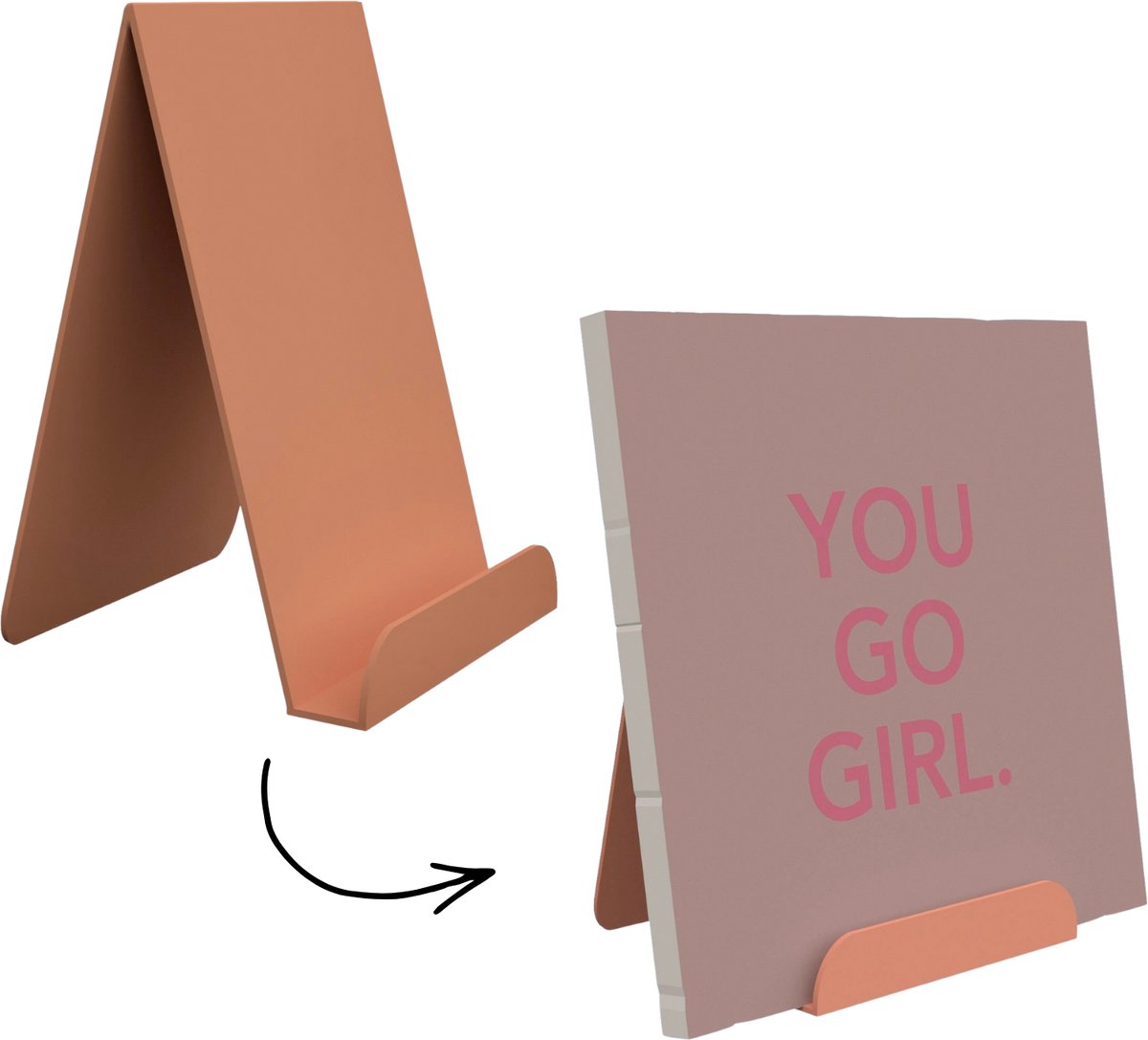 Hoya living - Tegelhouder - Blush Roze - Metaal - Telefoonhouder bureau - Telefoonstandaard - Tegel standaard - ook geschikt voor Story tiles
