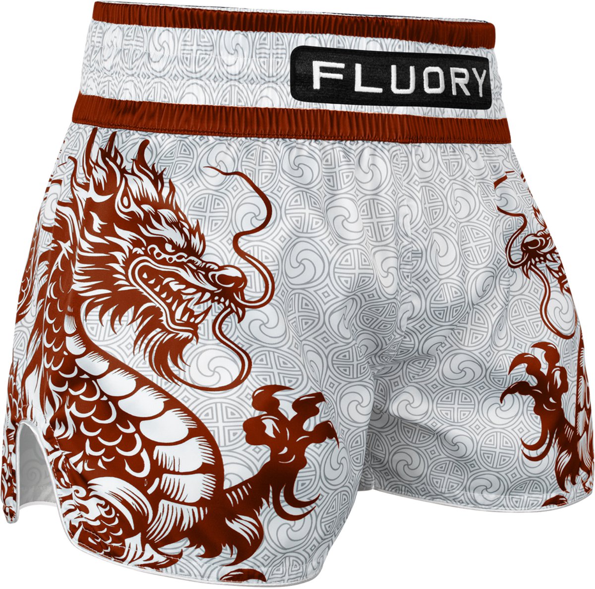 Fluory Two Dragons Muay Thai Short - Wit Bruin - S