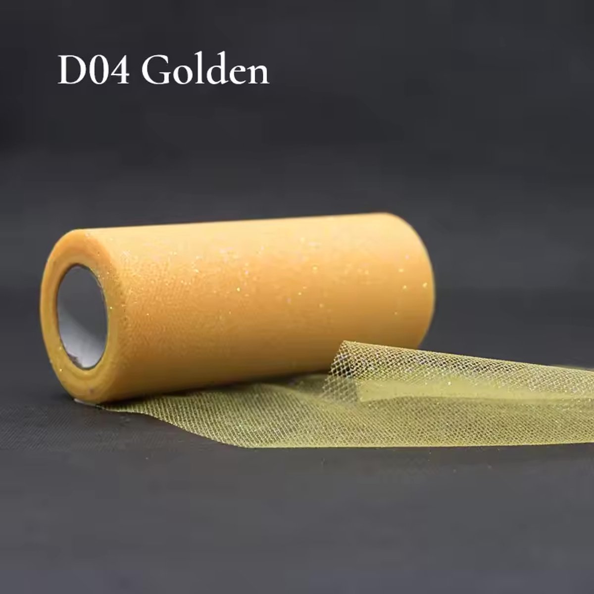 Glitter tule - geel - 22,8 meter