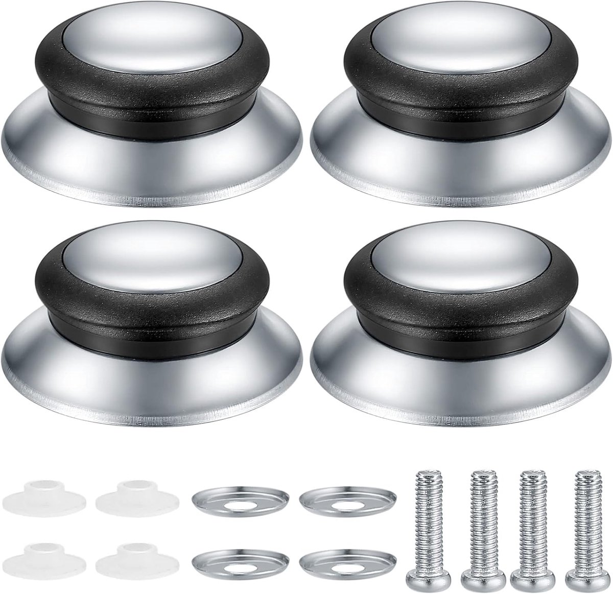Universele pannendekselgrepen, hittebestendig keukengerei, pannen, deksel, braadpan, handgrepen, vervangende handgrepen voor braadpan, knoppen, 4 stuks(6,2 x 2,5 cm)