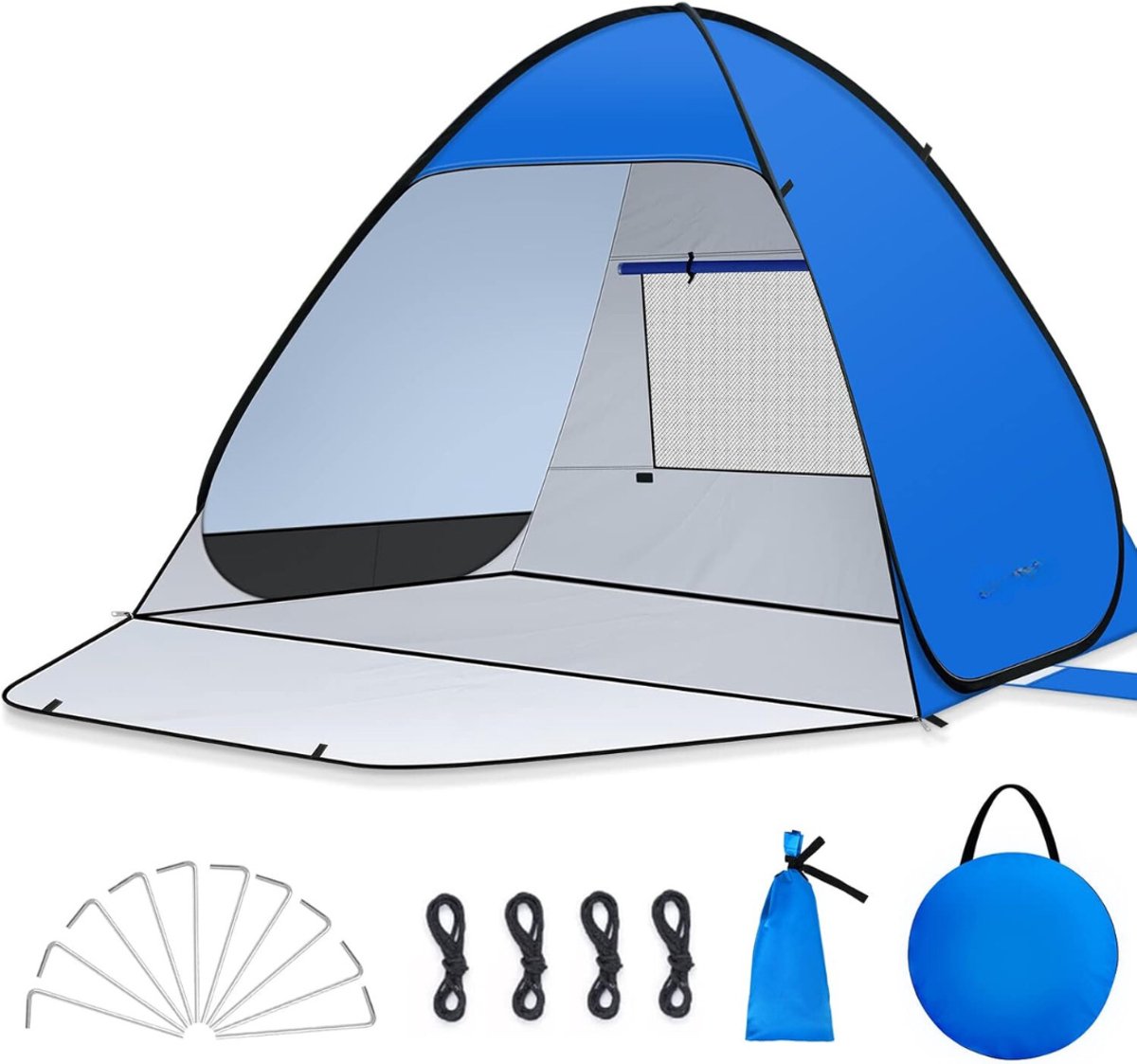 Aurixi® Strandtent uv Bescherming - Strandtent Baby Pop Up – Strandtentje Extra Licht – Zonbescherming - Blauw - 185cm x 140cm x 115cm