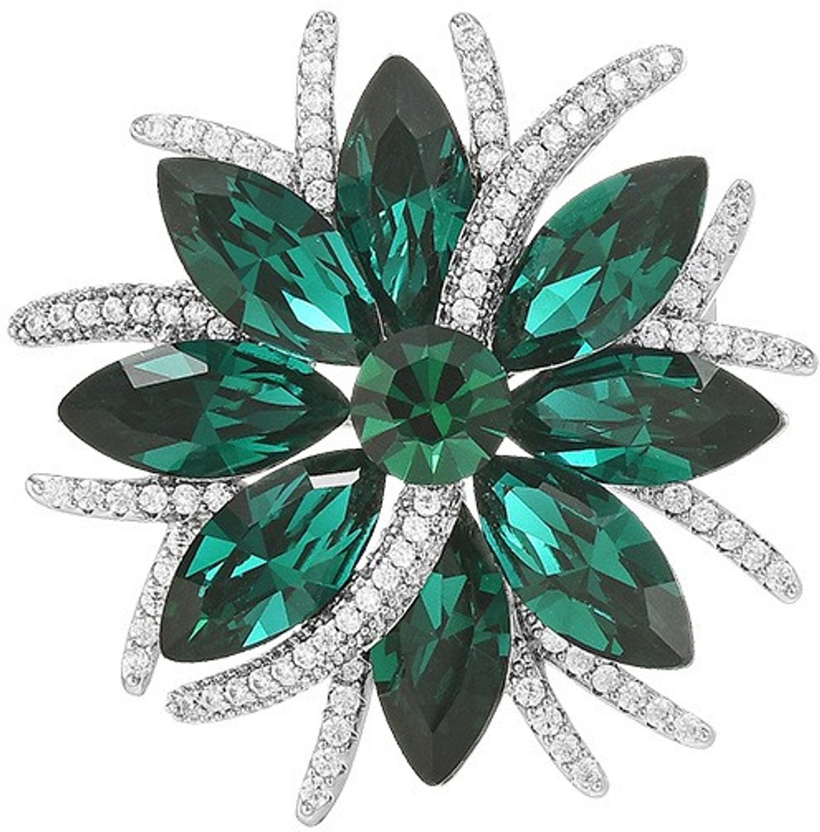 Goldpulse Broche - Dames Broche - Dames sieraden - Bloemen broche - Vintage stijl-Zirkonia - Milieuvriendelijk koper - kristal
