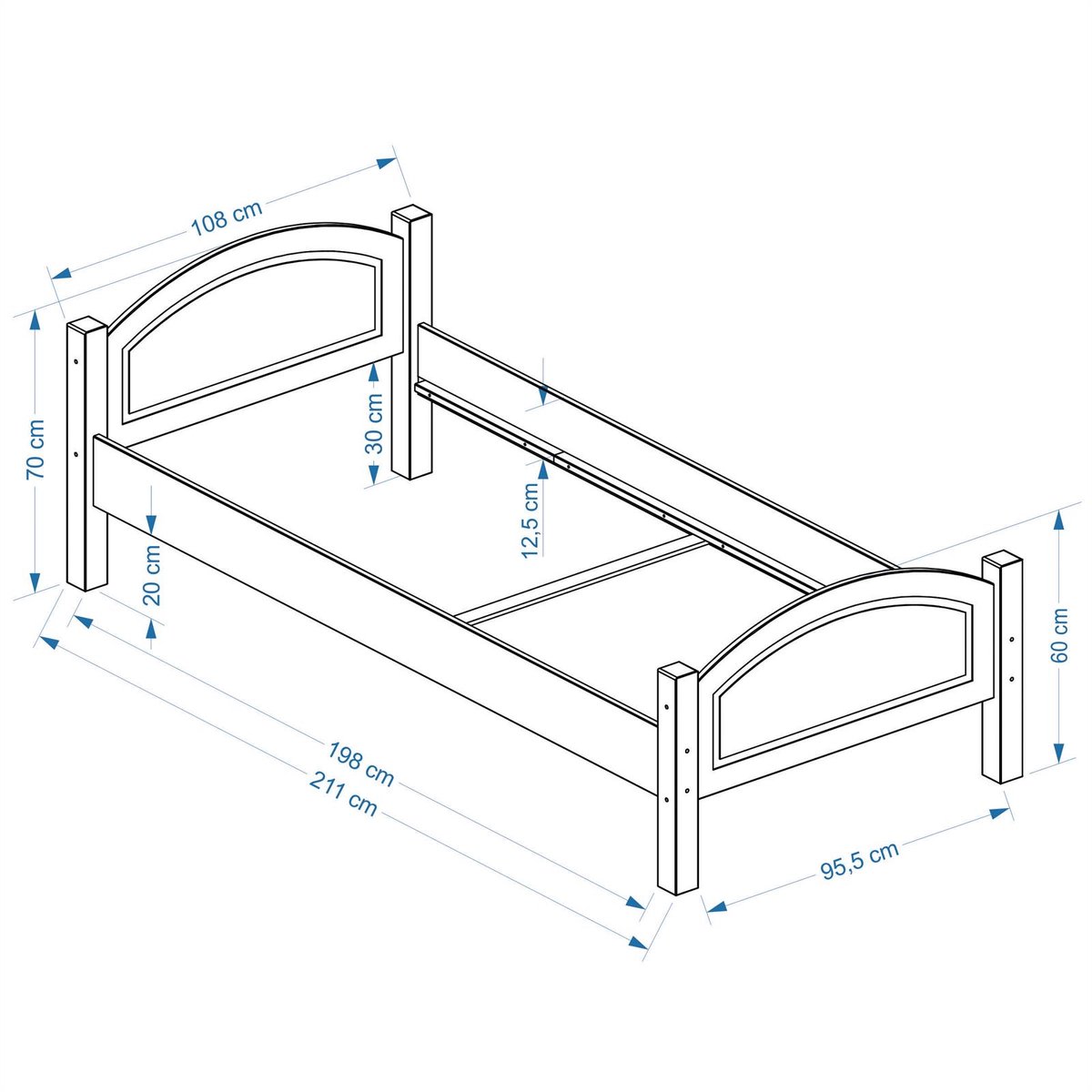 IDIMEX Massief houten bed FLIMS in wit, 100 x 200 cm
