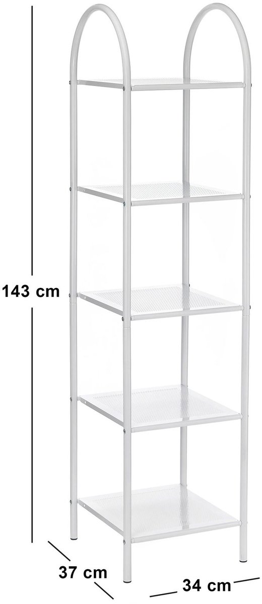 Badkamerrek MADURAI met 4 planken met poedercoating wit