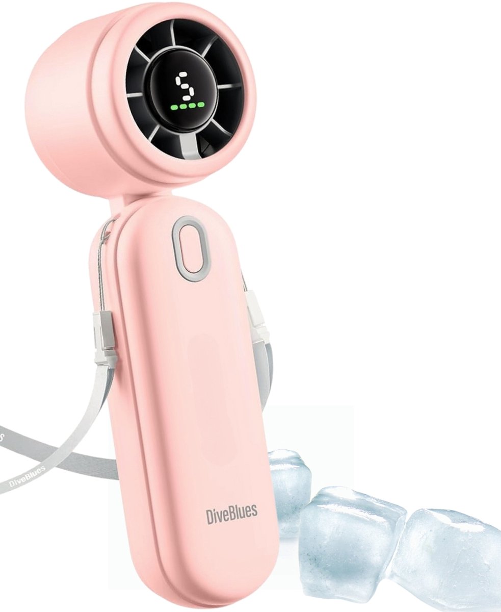 Diveblues® Handventilator Oplaadbaar - High Speed – Draagbare Ventilator - Tot 10 uur gebruiksduur – Compact, stijlvol en oplaadbaar
