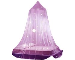 Opvouwbare koepelvormige bedhemelset, lichtgevend in het donker, polyester materiaal, sterrenpatroon, prinsessenstijl, slaapkamerdecoratie, wooninrichting