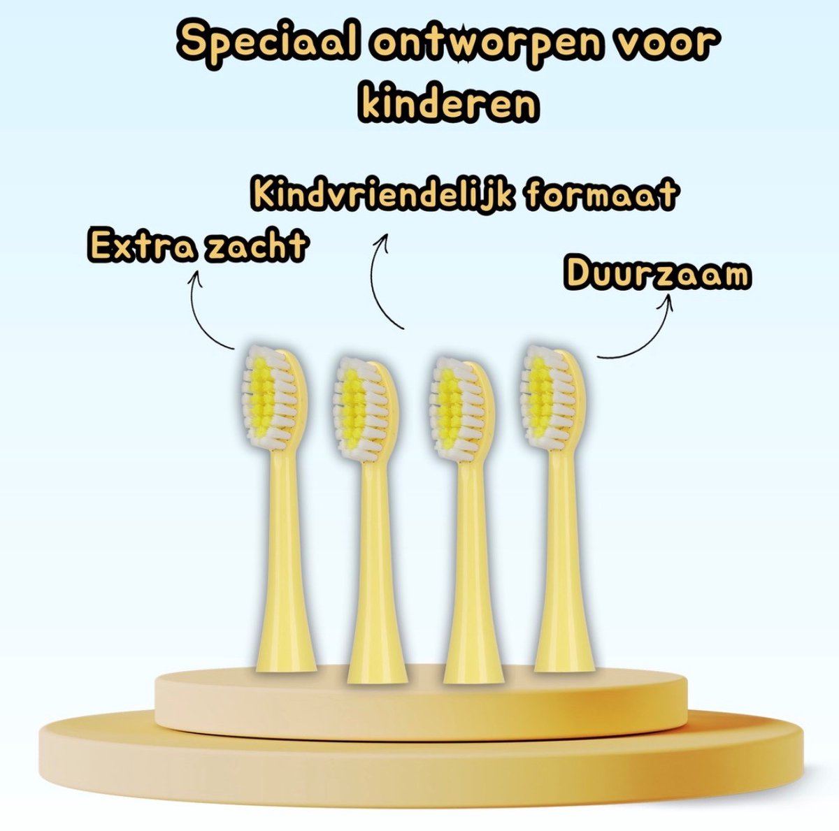 DeKinderTandenborstel Opzetborstel 4x Geel 4 st
