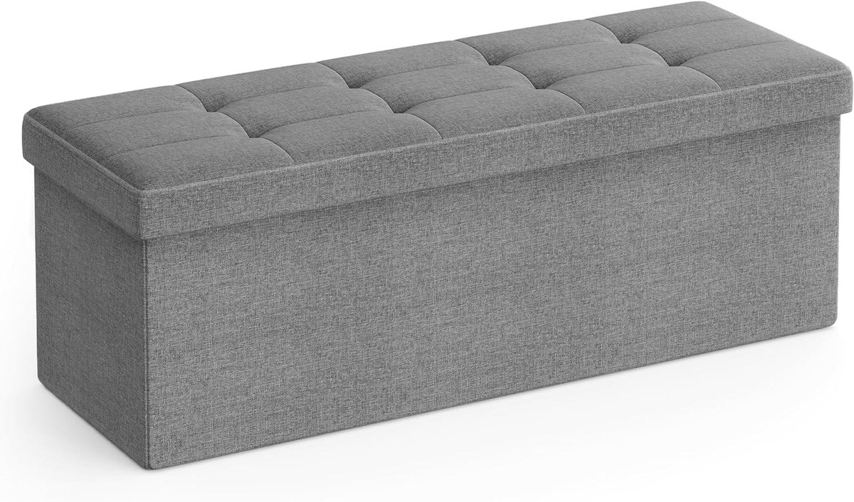 Opbergpoef XXL – Lichtgrijs – Opvouwbare Zitbank met Opbergruimte 130L – 110 cm
