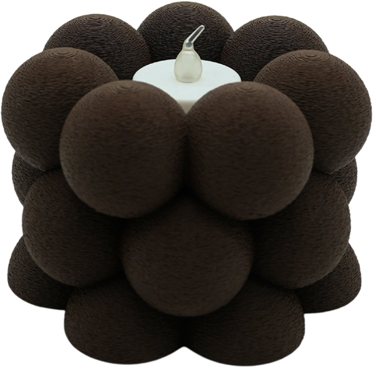 Lovora Waxinelichthouder Bubble Fuzzy - Chocolade Bruin - 3d geprint - Moderne woonaccessoire - Stijlvolle waxinelichthouder