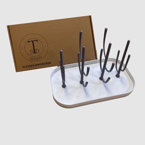 TSD goods - Flessen Droogrek - Flessenrek Baby - Droogrek Voor Baby Flessen - Baby Voeding - Basic Grijs van Merkloos — afbeelding 4