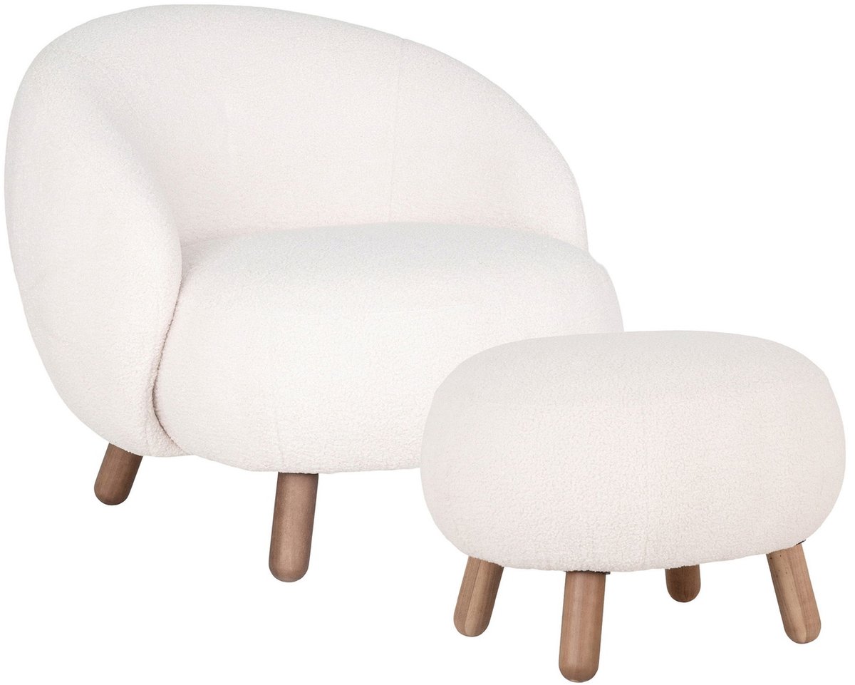 House Nordic Fauteuil Savona - Wit - Incl. Poef Set
