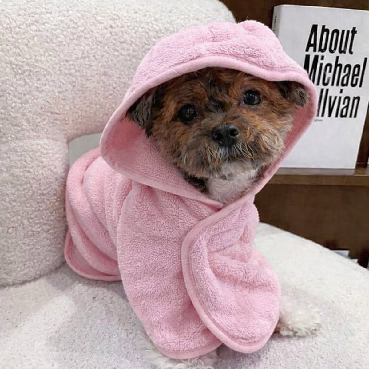 Ultiluxe® Hondenbadjas - Maat L - Roze - Sneldrogend, zacht, absorberend - Microvezel honden badjas - Handdoek na een bad - Verstelbaar met capuchon - Droog maken hond - Ochtendjas met klittenband - Huisdieren