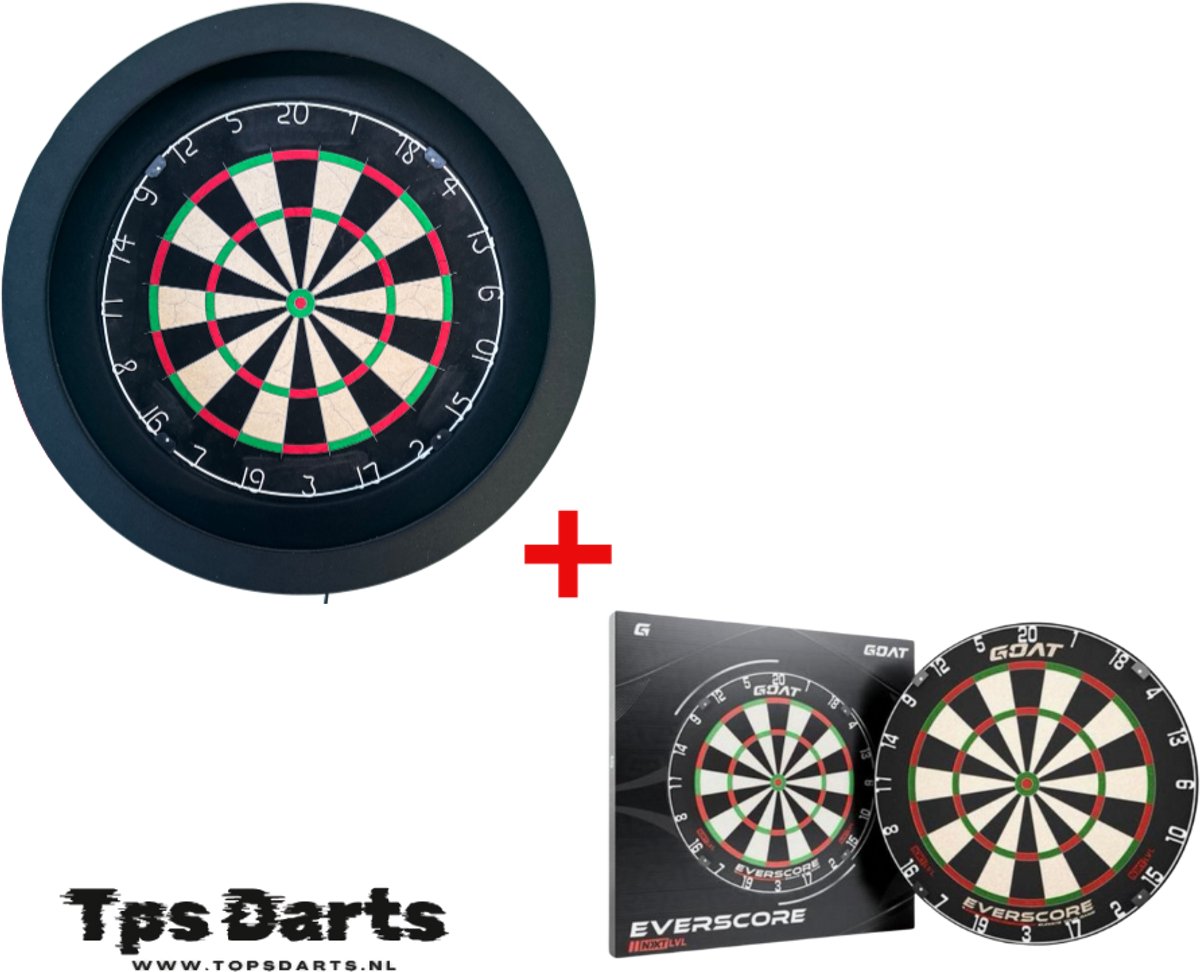 Tps darts Pure Black dartbordverlichting + GOAT dartbord - dartbord verlichting - dartbord - dartbordverlichting - surrorundring.