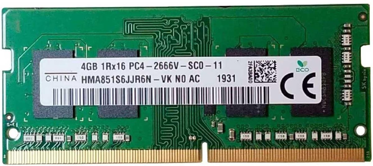 SK Hynix 4GB DDR4 Laptopgeheugen – 2666 MHz SODIMM | HMA851S6JJR6N-VK