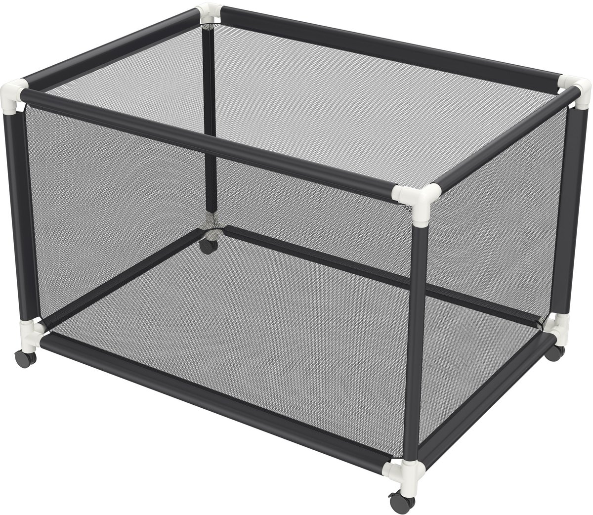 Aufun zwembadopslagcontainer extra grote rollende zwembadopslagwagen met nylon gaasmandhouder voor speelgoed, 122x78x88cm