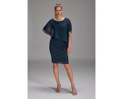 Swing cocktailjurk met pailletten en omslag in marineblauw – 3XL