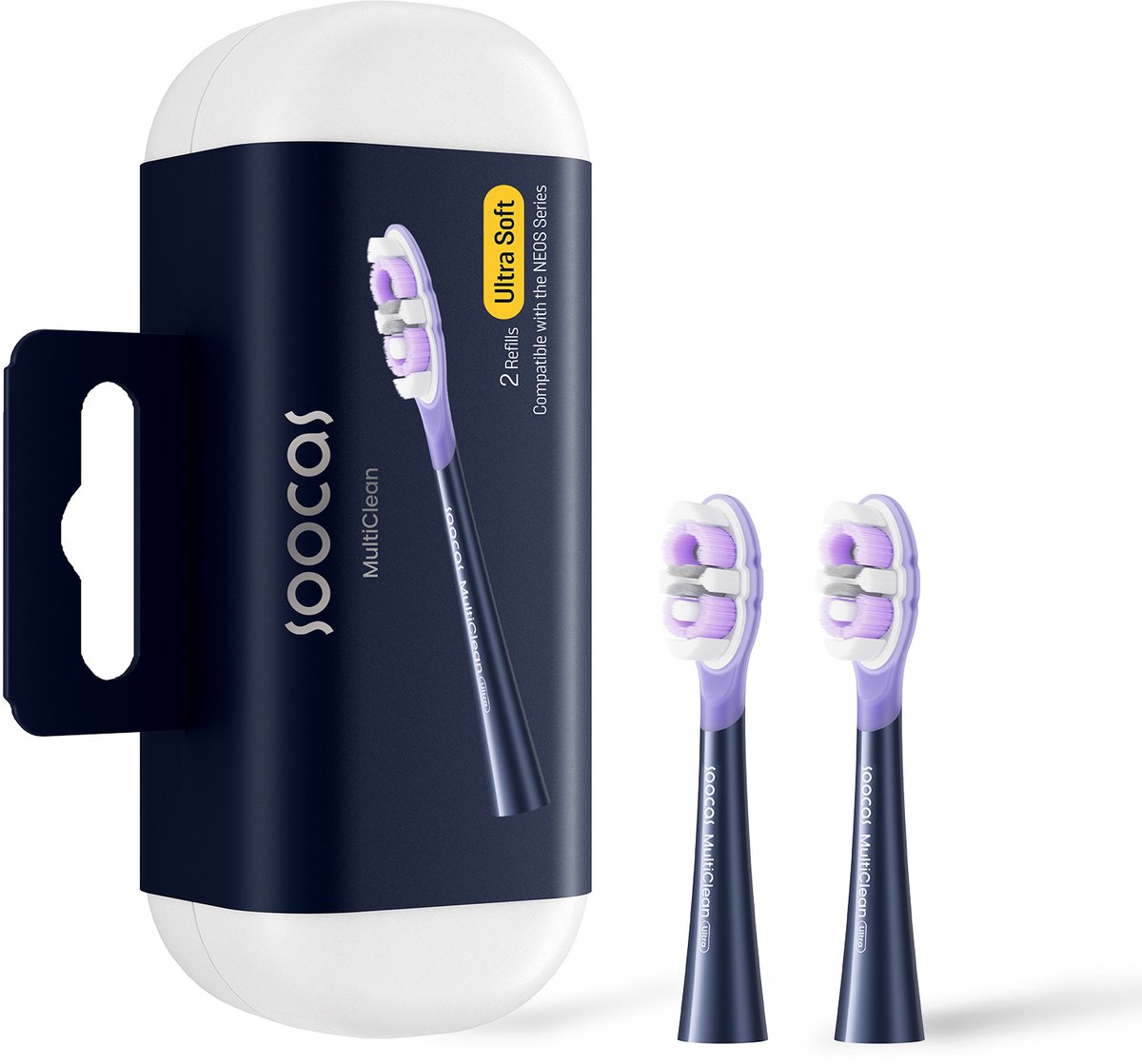 Soocas NEOS II (Ultra) MultiClean Ultra Soft opzetborstel - Donker Violet