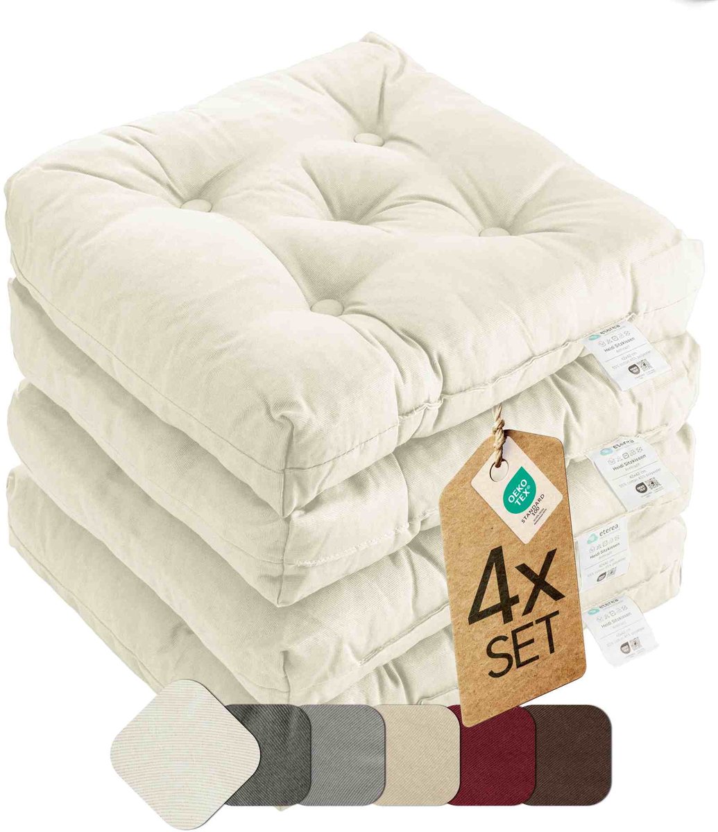 etérea Heidi Zitkussen Stoelkussen - Seat Cushion 4 Stuk - 42x42 cm - Ivor