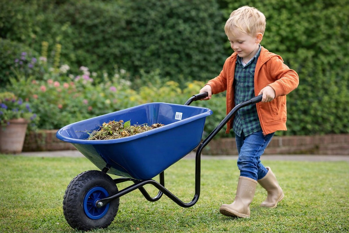 Talen Tools - Kinderkruiwagen met antilekband - Hoogwaardige kwaliteit -Kinderspeelgoed - Metaal/Kunststof - Blauw/Zwart — afbeelding 2