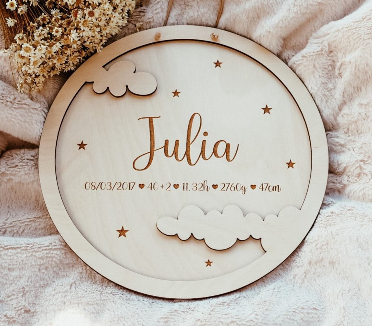 Houten geboorte­bord, houten naambord, naamplaatje, cadeau-idee voor een geboorte, houten babynaam, naambord, kinderkamer,babykamer/ wanddecoratie voor babykamer