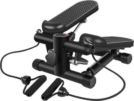 Himaly Stepper - Stepper Fitness - Mini Stepper - Traploper - Aerobic Step - Fitness - Met Computer en Weerstandsbanden - Zwart