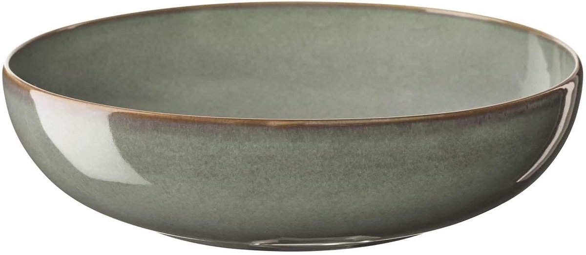 Ronde Pastabord van Steengoed in Groene Kleur - 21 cm Diameter