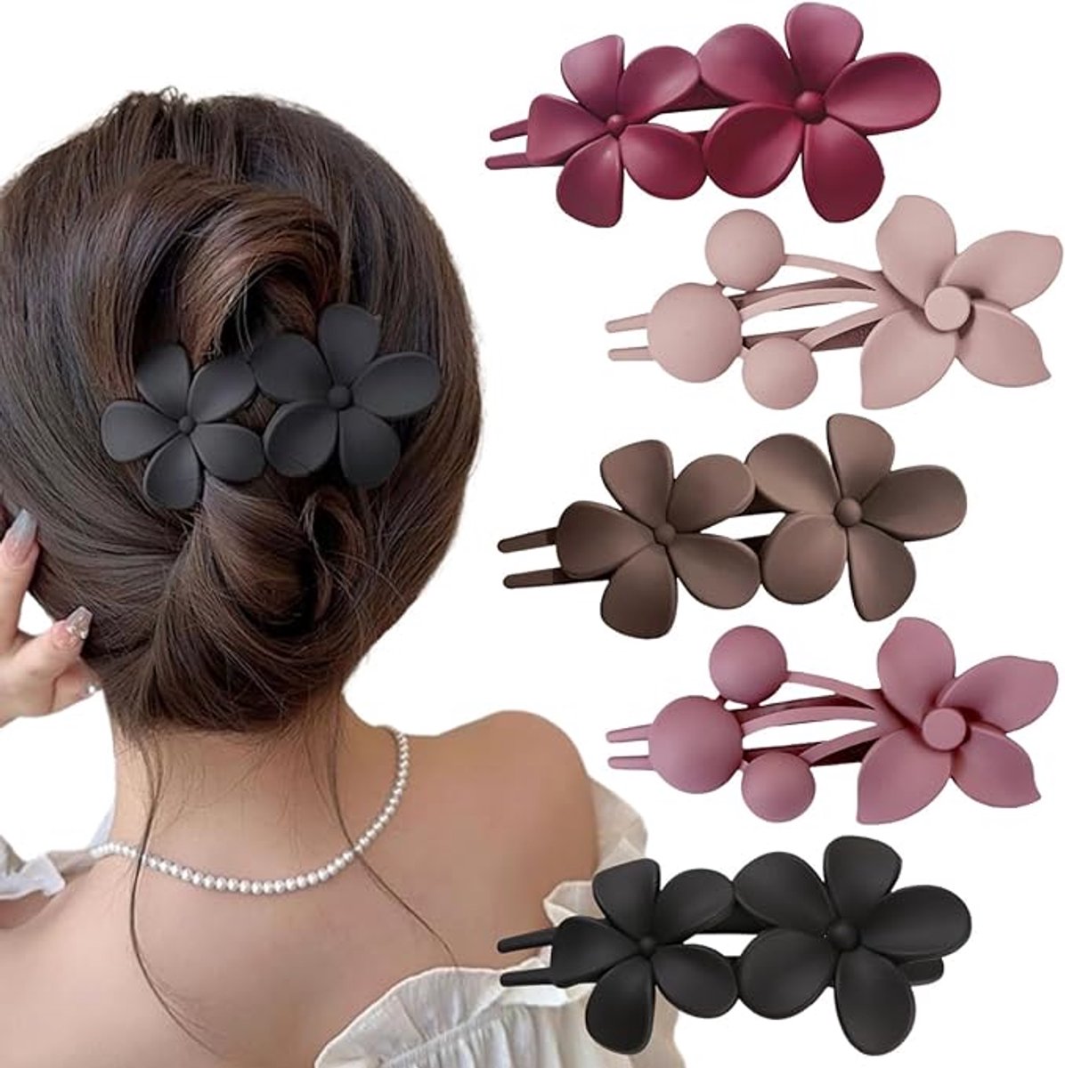 Famanu - 5 stuks Grote matte eendenbek haarspelden, duckbill vorm, dames haaraccessoires