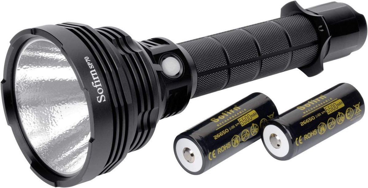 Sofirn LED-zaklamp, SP70 krachtige zaklamp 5500 lumen, XHP70.2 LED met batterij voor kamperen, wandelen en vissen