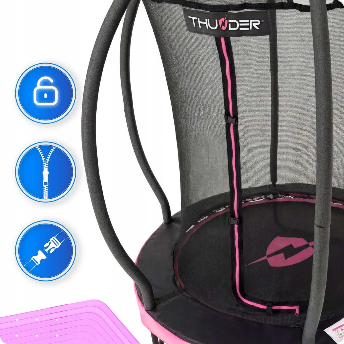Thunder Trampoline 140 cm – Ronde Trampoline – Max. 50 kg – Roze — afbeelding 2