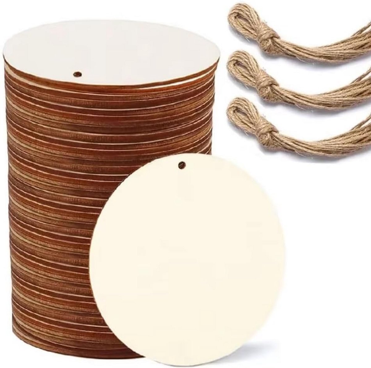 12 stuks onafgewerkte houten cirkels met gaten - 10 cm houten schijven voor knutselen, bordjes, ornamenten en decoratie