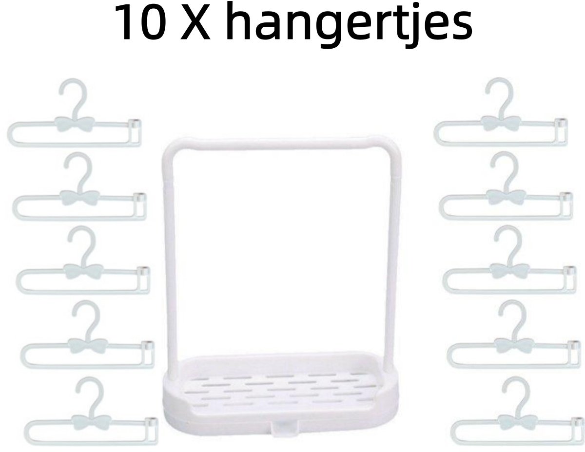 11stuks/set 17 cm Labubu Poppenkledingrek-Witte Mini Hanger Stand voor Pluche Pop Outfit Opslag Display DIY Pop Accessoires Organizer-10 hangertjes-POP mart-sckullpanda kleding hanger