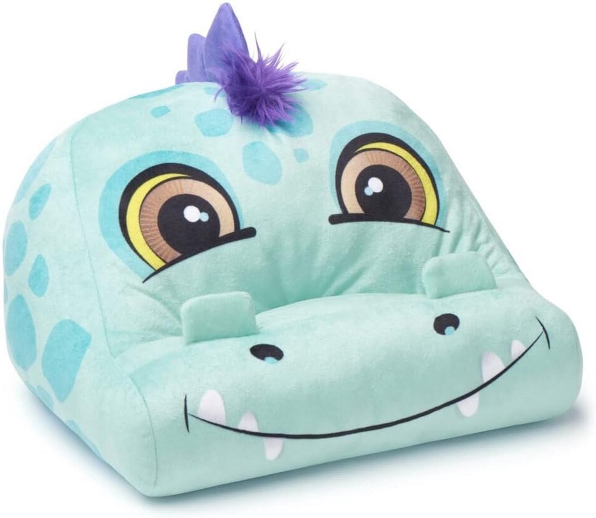 Bookmonster Dinosaurier leeshouder voor kinderen – ergonomisch kussen voor boeken en tablets – met handige opbergzak en wasbare hoes