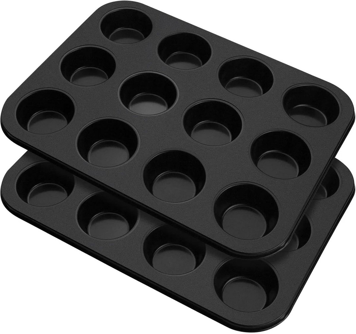Antiaanbak Muffinvorm voor 12 Cupcakes, 2-Pack Bakvormen voor Muffins, Cupcakes en Cheesecakes, Vaatwasserbestendig