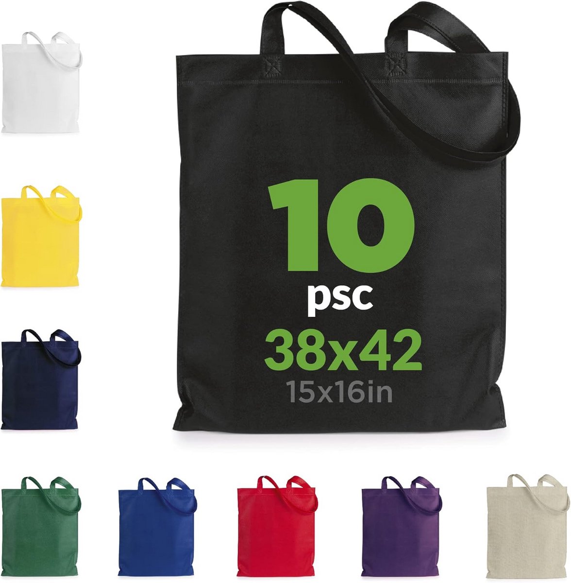 Herbruikbare Gekleurde Tote Bag van 100% Katoen met Lange Hengsels - Wasbaar en Sterk